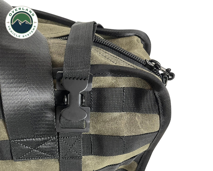 Overland Vehicle Systems Waxed Canvas Large Duffle Bag with Handle & Straps - Recon Recovery - Recon Recovery