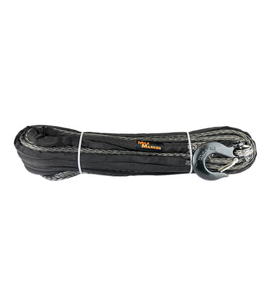 Mile Marker 19-52516-100C 100 Foot Synthetic Rope Assembly Black/Gray 5/16 Inch x 100 Foot 15,000 LBS Break Force with Hook