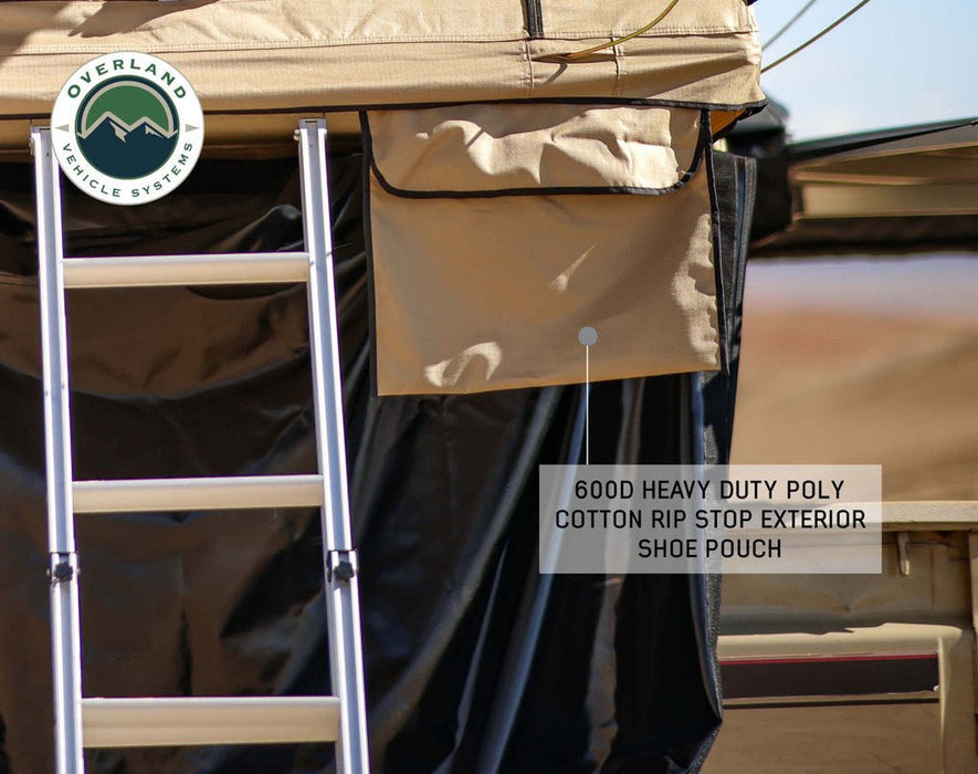 Overland Vehicle Systems 18019933 Rooftop Tent - Polyester Fabric, Khaki Tan, Can Accommodate 3 Persons - Recon Recovery