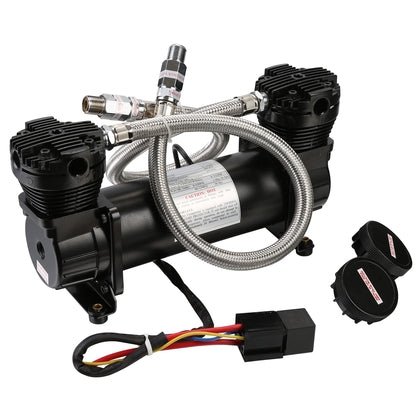 Bulldog Winch 41006 Compressor 200Psi Double Cylinder For On-Board Use 4.2Cfm Black - Recon Recovery