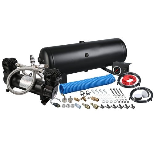 Bulldog Winch 41007-5 On Board Air Compressor Kit Twin Head 4.2 CFM With 5 Gal Tank In-Cab Gauge and Switch - Recon Recovery
