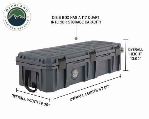 Overland Vehicle Systems 40100021 D.B.S. - Dark Grey 117 QT Dry Box With Drain and Bottle Opener - Recon Recovery