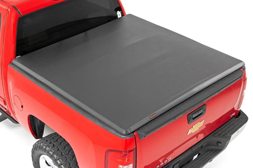 Rough Country 41207650 Tri-Fold Soft Tonneau Cover for Silverado Sierra 2500HD 3500HD (6'7" Bed) - Recon Recovery