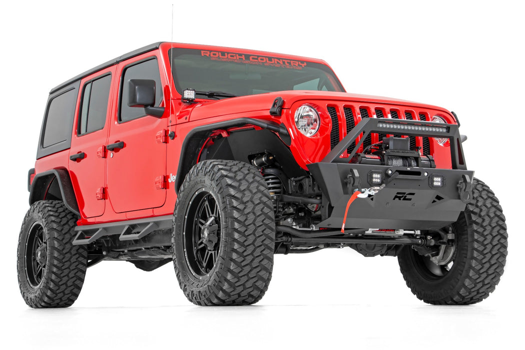 Rough Country 10597A Stubby Trail Front Bumper for (07-24) Jeep Wrangler JK JL & Gladiator JT