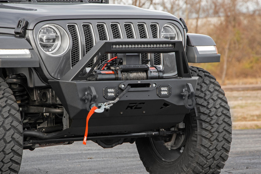 Rough Country 10597A Stubby Trail Front Bumper for (07-24) Jeep Wrangler JK JL & Gladiator JT
