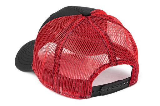 Rough Country 84124 Mesh Cap - One-Size-Fits-All, Black and Red - Recon Recovery