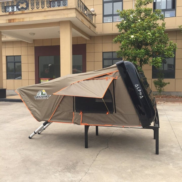 Tuff Stuff Overland TS-RTT-CS2-BK Alpha II Hard Shell Side Open Rooftop Tent, Black - 2 Person +$200 Gift Card - Recon Recovery