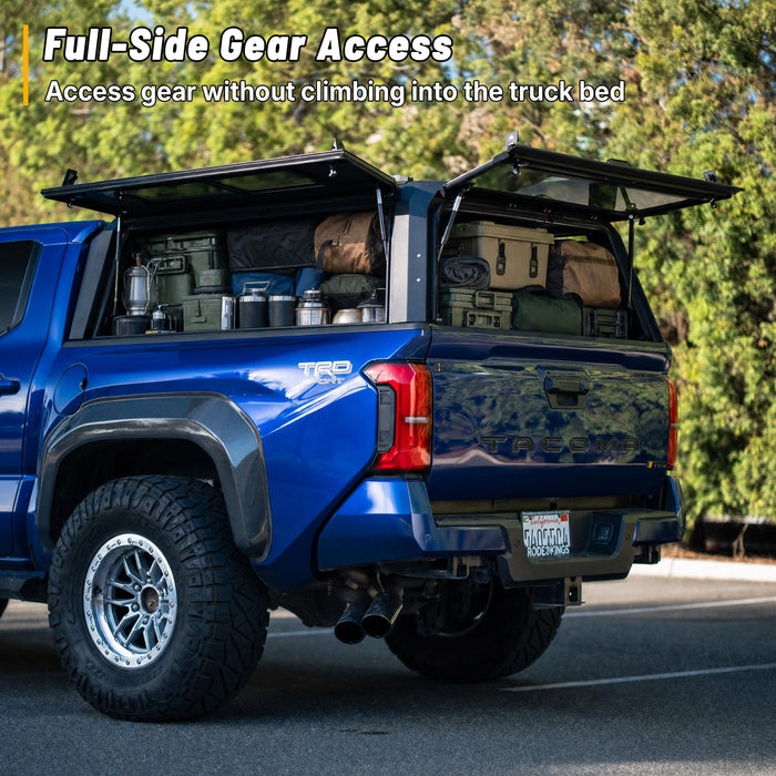 OPENROAD Bolt On Bed Cap with Sliding Side and Front Windows for 2024-2026 Toyota Tacoma - Recon Recovery