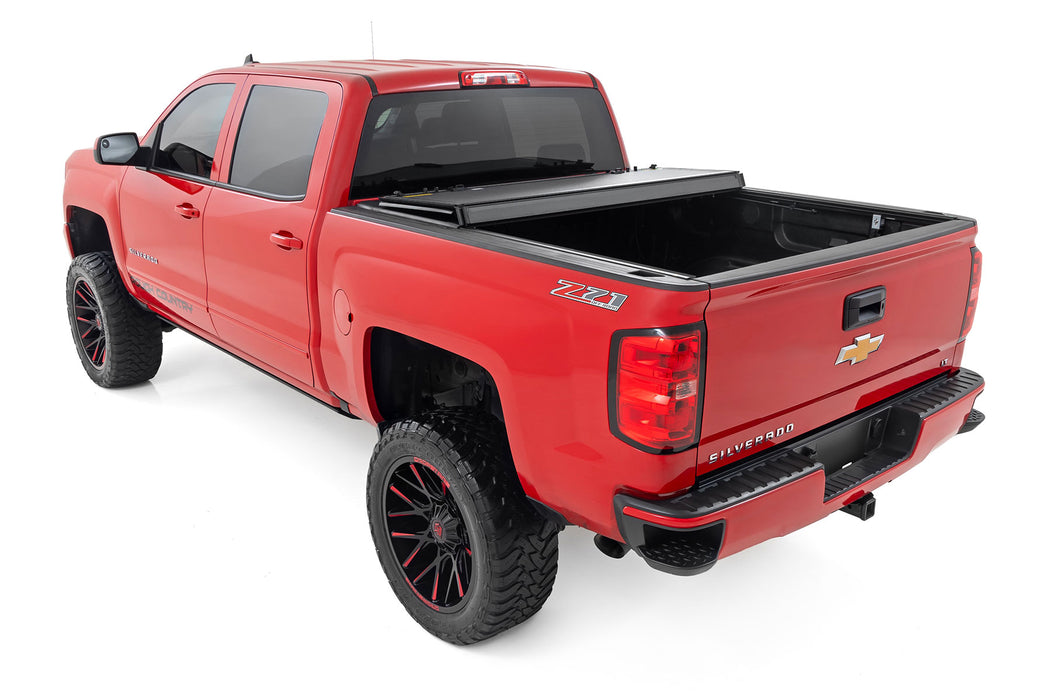 Rough Country Hard Tri - Fold Flip Up Bed Cover Chevy/GMC 1500 (14 - 18 & Classic) - Recon Recovery