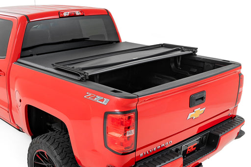 Rough Country 41214650 Tri-Fold Soft Tonneau Cover for 2014-2018 Silverado Sierra 1500 (6'7" Bed) - Recon Recovery