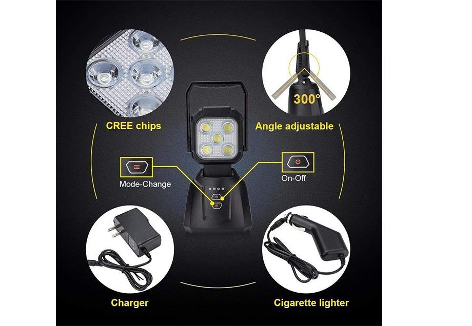15W Magnetic Base Rechargeable LED Work/Camp Light - Recon Recovery