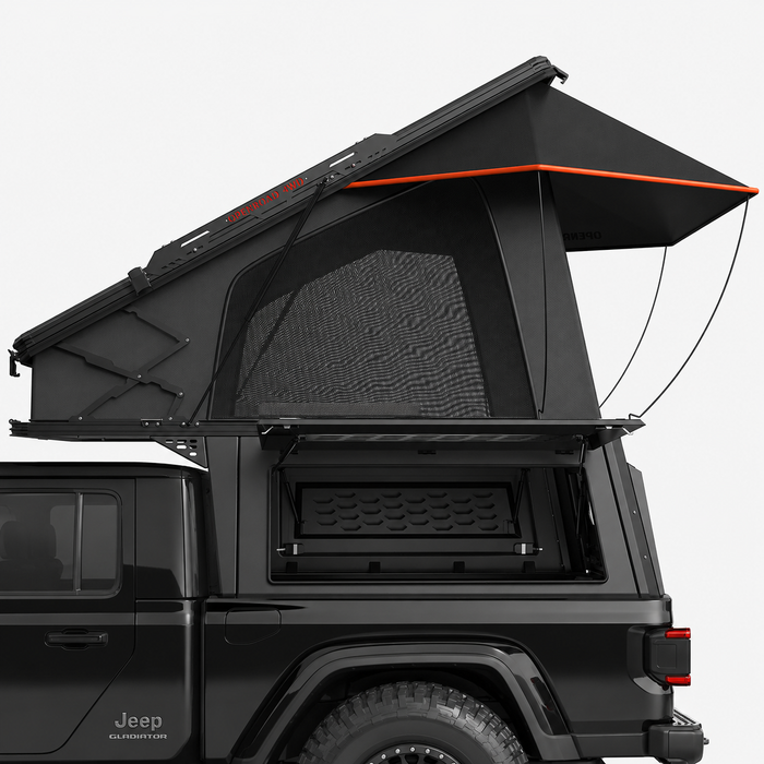 OPENROAD Aluminum Truck Topper with Integrated Rooftop Tent For 2019-2026 Jeep Gladiator JT