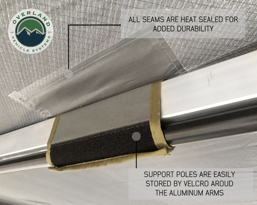 Overland Vehicle Systems 270 Degree Awning with Brackets for Mid - High Roofline Vans