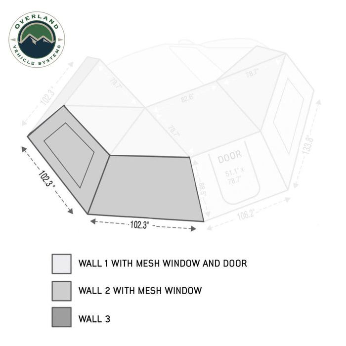 OVS HD Nomadic 270 Degree Awning - Wall 2 with Window - Passenger Side - Recon Recovery