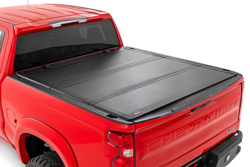 Rough Country Hard Tri - Fold Flip Up Bed Cover for 2019 - 2026 Chevy/GMC Sierra 1500/Silverado 1500 - Recon Recovery