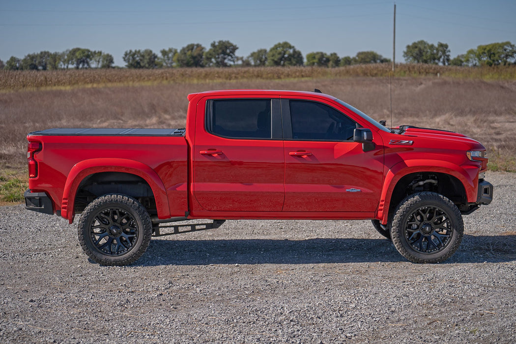 Rough Country Hard Tri - Fold Flip Up Bed Cover for 2019 - 2026 Chevy/GMC Sierra 1500/Silverado 1500 - Recon Recovery
