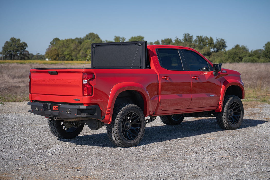 Rough Country Hard Tri - Fold Flip Up Bed Cover for 2019 - 2026 Chevy/GMC Sierra 1500/Silverado 1500 - Recon Recovery