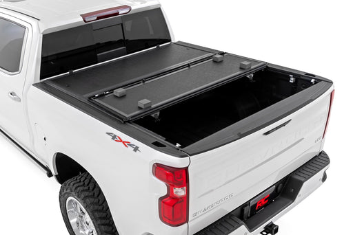 Rough Country Low Profile Tri Fold Aluminum Tonneau Cover for 2014 - 2019 Silverado Sierra 1500 2500HD 3500HD - Recon Recovery