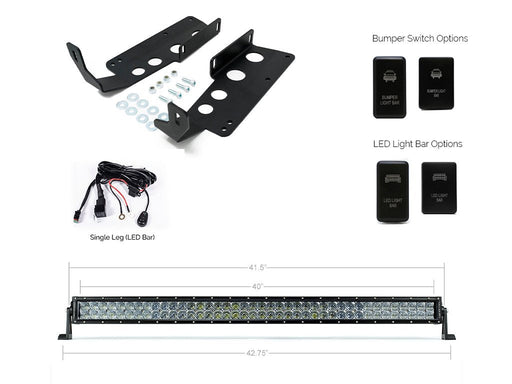42" Hidden Grille Curved LED Light Bar Brackets Kit For 2014-2021 Toyota Tundra - Recon Recovery