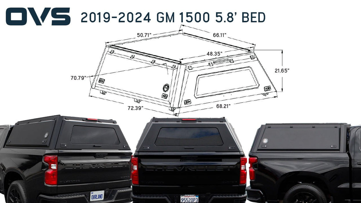 OVS Expedition Stainless Steel Truck Cap with Wing Doors For 2019 - 2025 Silverado & Sierra 1500 (5.8') - Recon Recovery