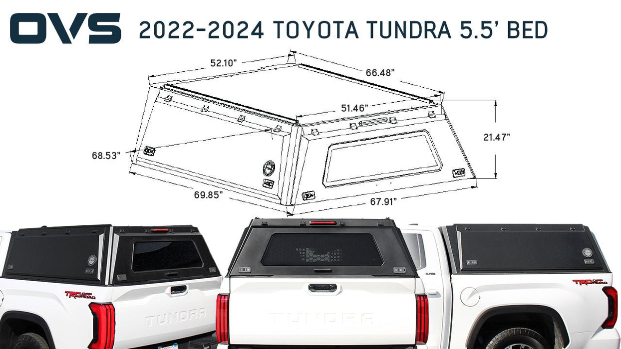 OVS Expedition Stainless Steel Truck Cap with Wing Doors For 2022 - 2025 Toyota Tundra 5.5ft Bed - Recon Recovery