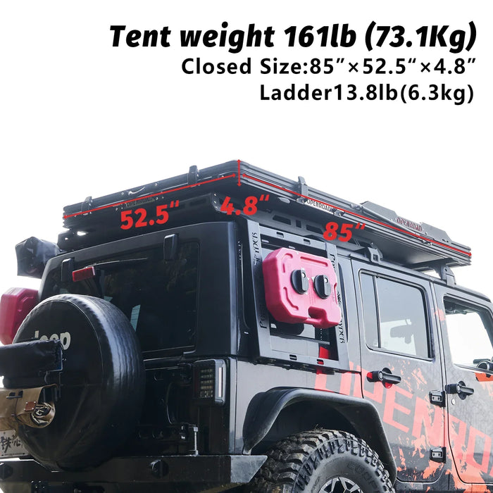 Openroad Aluminum Hard Shell X-Hinge Rooftop Tent with LED Lights - 4 Season - Recon Recovery