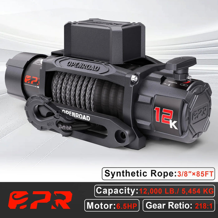 OPENROAD 12,000lbs Wireless Electric Winch with Synthetic Rope - IP68 Rated - Recon Recovery
