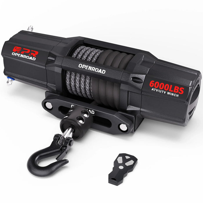 OPENROAD 6,000lbs 12V UTV SxS Wireless Electric Winch with Synthetic Rope - IP68 Rated - Recon Recovery