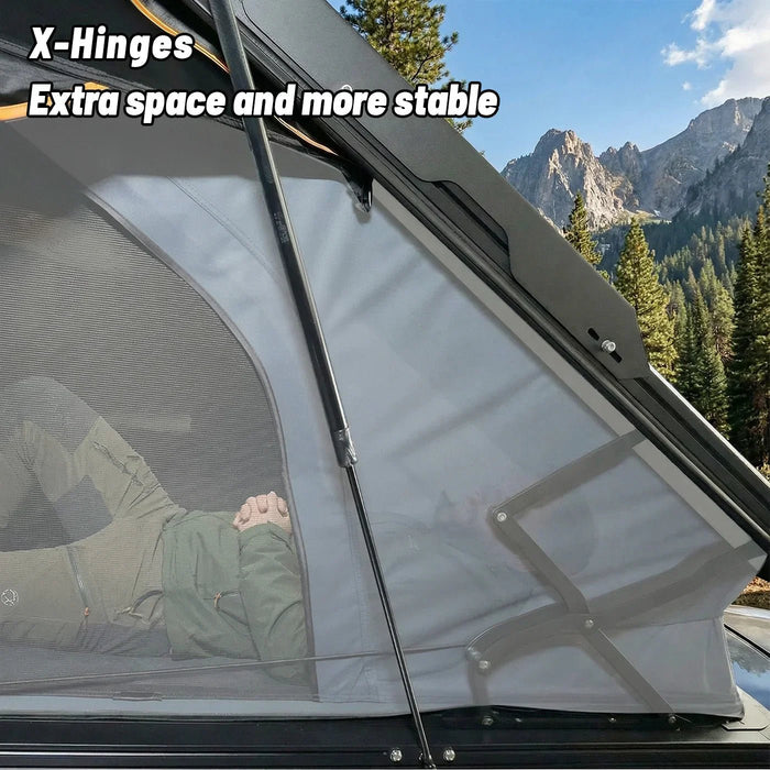 Openroad Aluminum Hard Shell X-Hinge Rooftop Tent with LED Lights - 4 Season - Recon Recovery