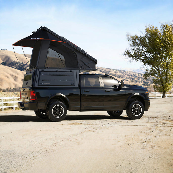 OPENROAD Aluminum Truck Topper with Integrated Rooftop Tent For 2020-2026 Ram 2500 & 3500 HD 6.5ft Bed