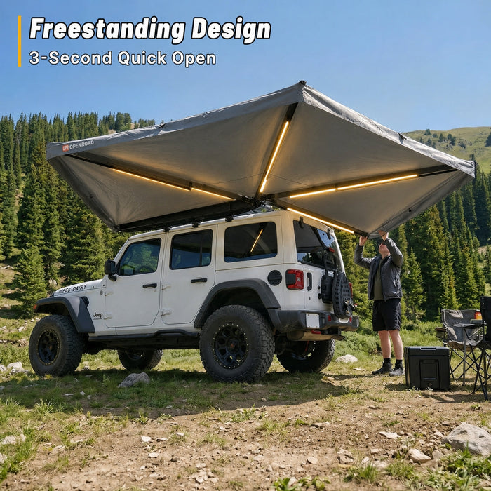 Openroad 270 Degree Free Standing Trail Series Awning With LEDs & Mounting Hardware