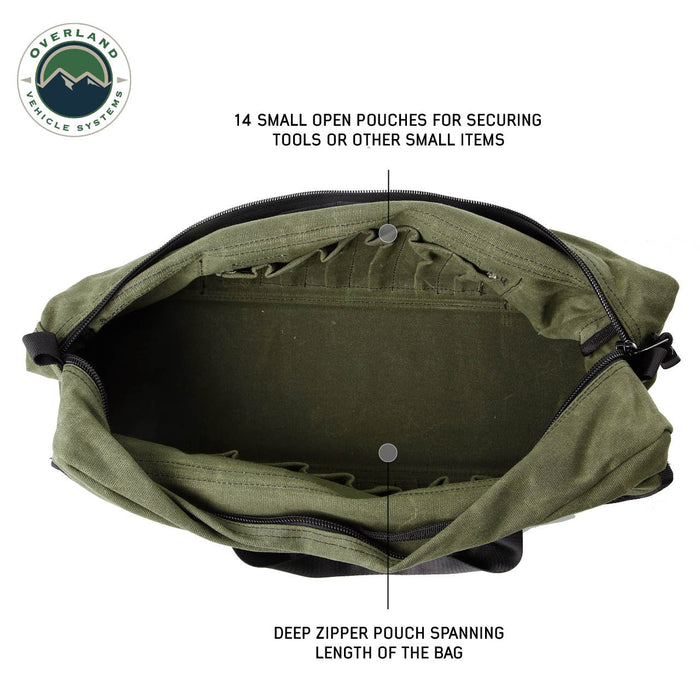Overland Vehicle Systems Waxed Canvas Small Duffle Bag with Handle & Straps - Recon Recovery - Recon Recovery