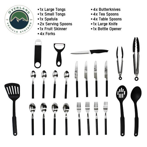 Overland Vehicle Systems 24 Piece Cooking & Utensil Kit + Carrying Case - Recon Recovery - Recon Recovery