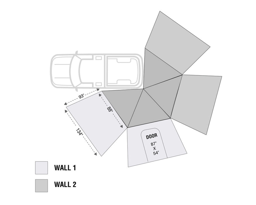 Overland Vehicle Systems Batwing Nomadic 270 LT Free Standing Awning with Walls - Recon Recovery - Recon Recovery