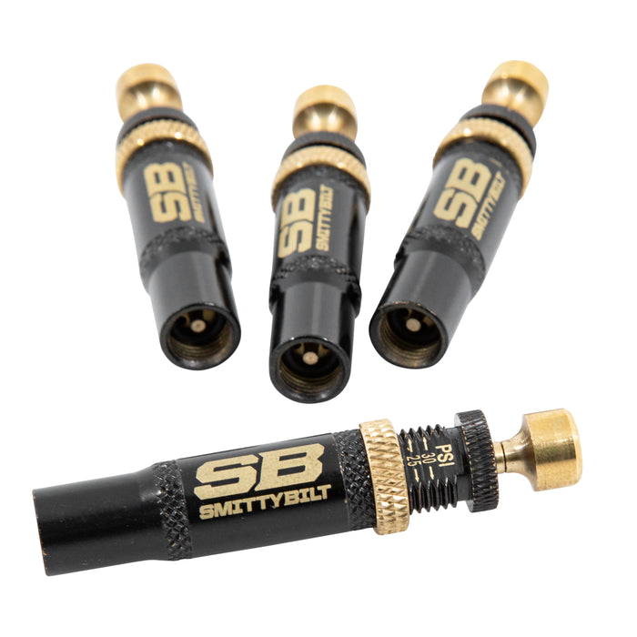 Smittybilt Adjustable Valve Stem Tire Deflators – Set & Auto Shut - Off Kit - Recon Recovery - Recon Recovery