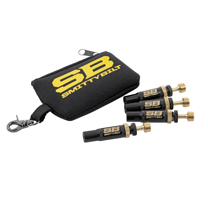 Smittybilt Adjustable Valve Stem Tire Deflators – Set & Auto Shut - Off Kit - Recon Recovery - Recon Recovery