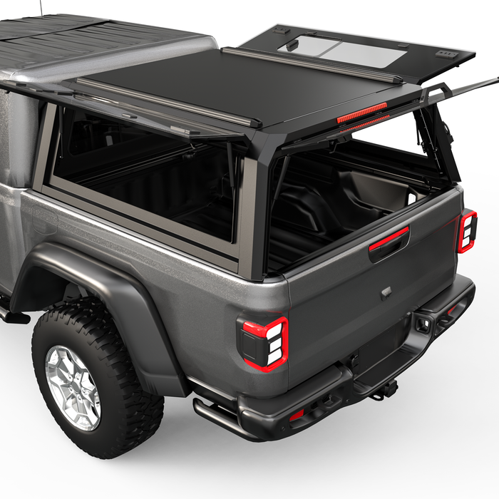 OPENROAD Bolt On Bed Cap with Sliding Side and Front Windows for 2019+ Jeep Gladiator JT