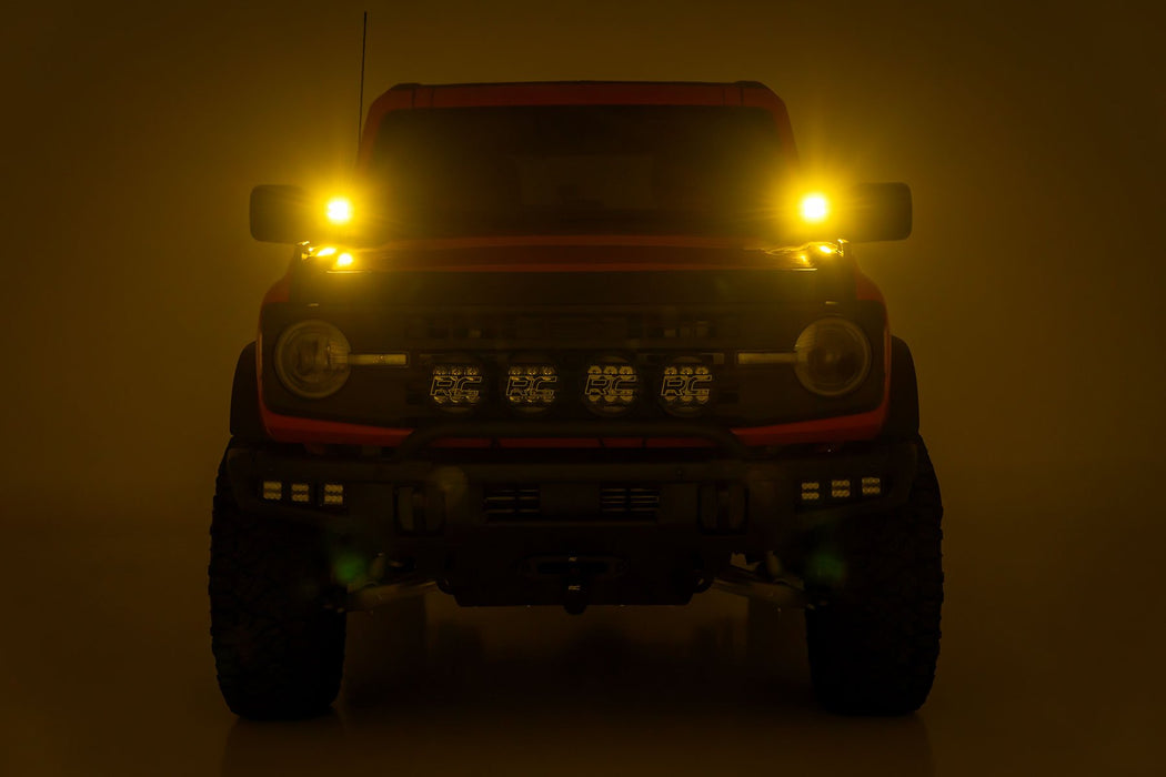 Rough Country 2 inch Black Series LED Amber Light Pods with Harness Spot- Recon Recovery