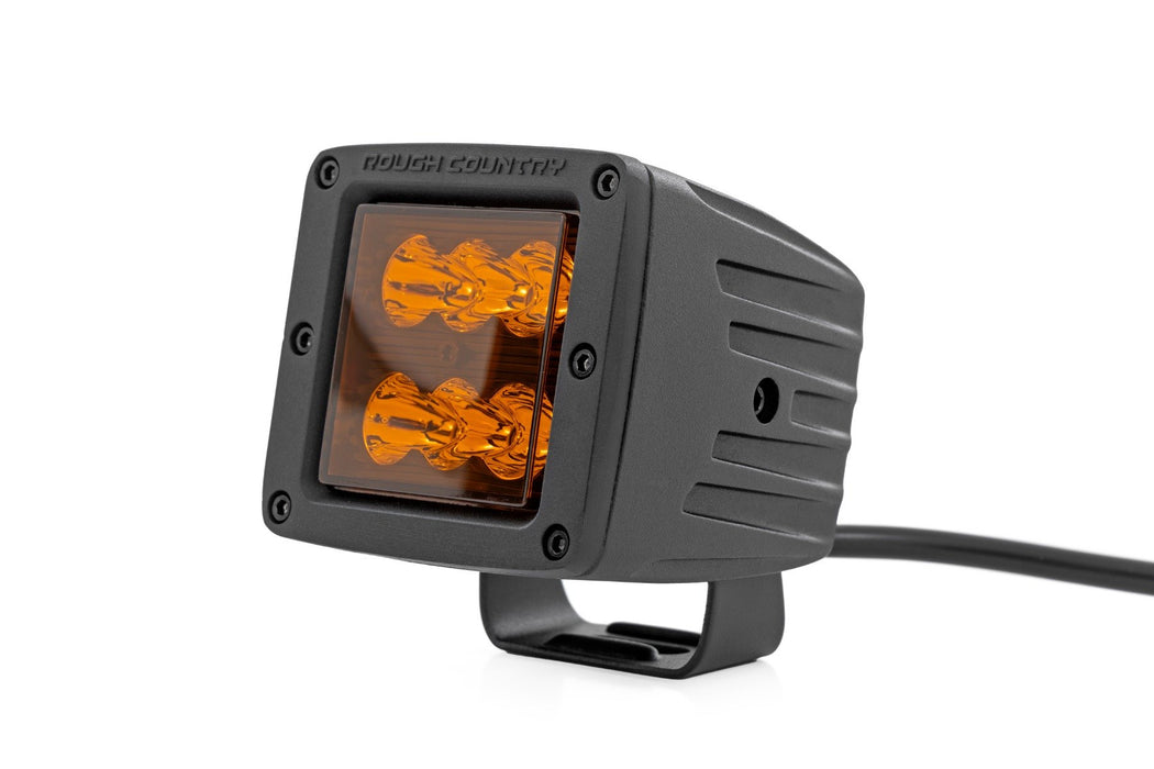 Rough Country 2 inch Black Series LED Amber Light Pods with Harness Spot- Recon Recovery