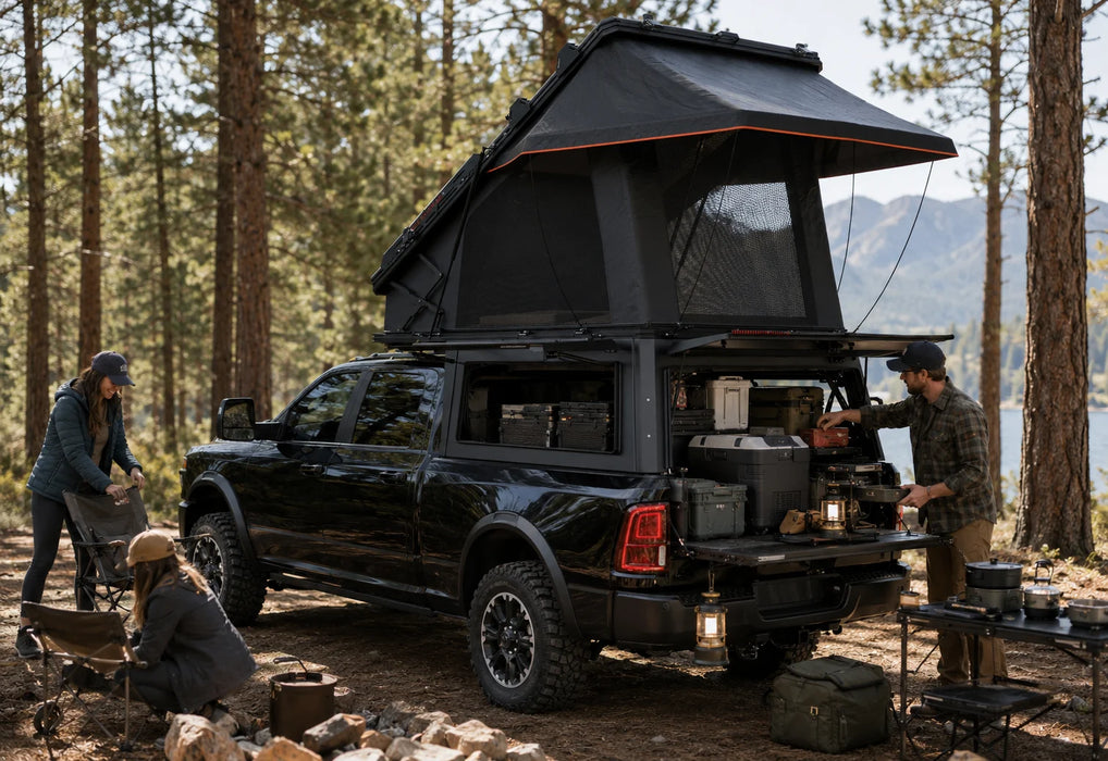 OPENROAD Aluminum Truck Topper with Integrated Rooftop Tent For 2019-2026 Jeep Gladiator JT