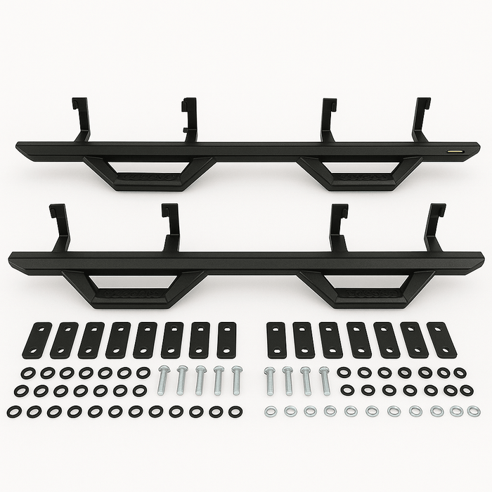 SmittyBilt Cab Length Bolt On Angular Drop Steps for 2019 - 2024 Chevy Silverado 1500 Crew Cab - Recon Recovery