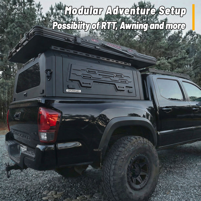 Openroad Aluminum Light Weight Modular Truck Cap for 2016-2023 Toyota Tacoma 6ft Bed