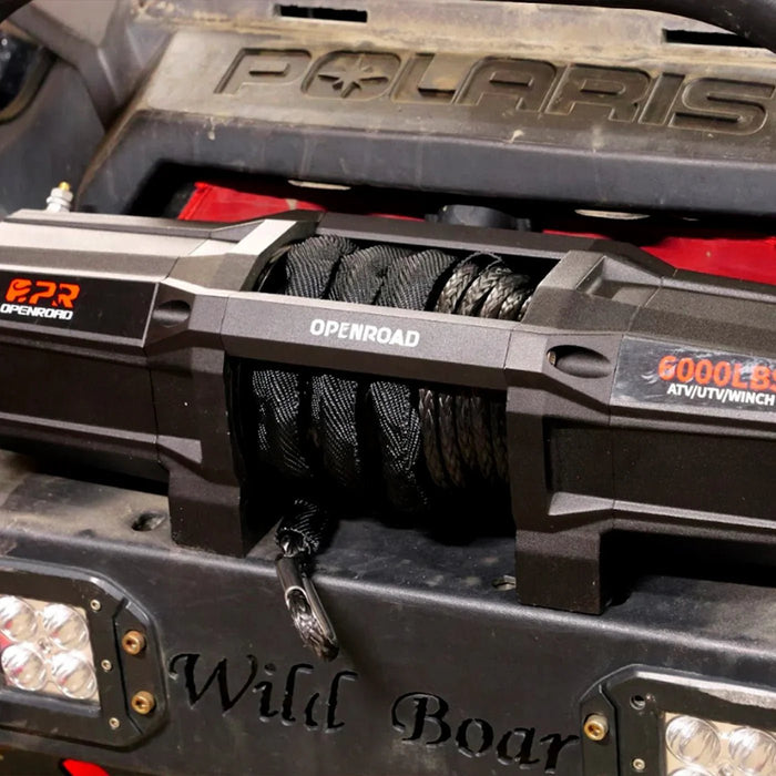 OPENROAD 6,000lbs 12V UTV SxS Wireless Electric Winch with Synthetic Rope - IP68 Rated - Recon Recovery