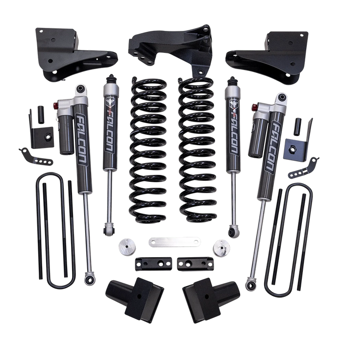 ReadyLIFT 4" Coil Spring Lift Kit with Falcon 2.1 Front/Rear Shocks, Radius Drops, and Front Track Bar Bracket for 2023-2026 Ford F-250 Super Duty/F-350 Super Duty