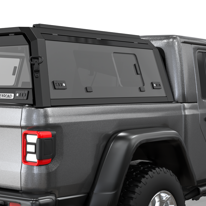 OPENROAD Bolt On Bed Cap with Sliding Side and Front Windows for 2019+ Jeep Gladiator JT