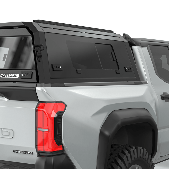OPENROAD Bolt On Bed Cap with Sliding Side and Front Windows for 2024-2026 Toyota Tacoma - Recon Recovery