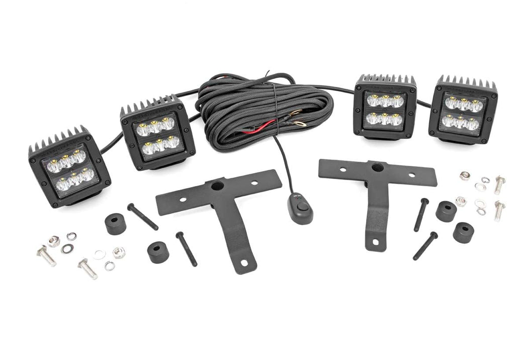 Rough Country Quad LED Light Kit for 2018 - 2026 Jeep Gladiator JT/Wrangler JL - Recon Recovery