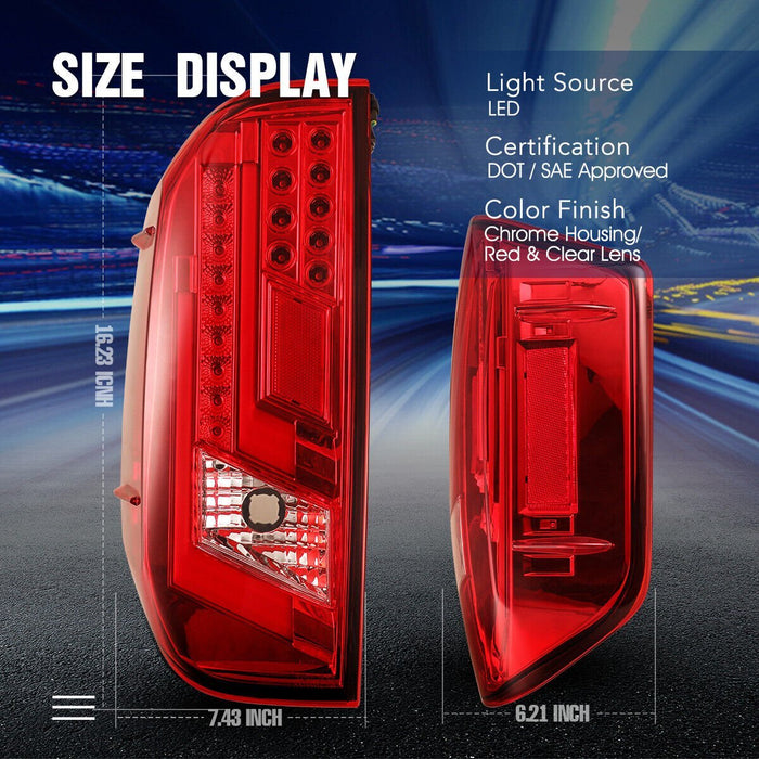 Renegade LED Tail Lights for 2014-2021 Toyota Tundra (Chrome/Red) - Recon Recovery