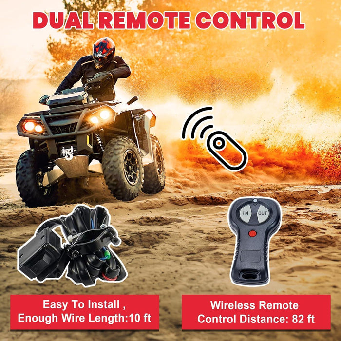 OPENROAD 4,500lbs 12V UTV SxS Wireless Electric Winch with Synthetic Rope - IP68 Rated - Recon Recovery
