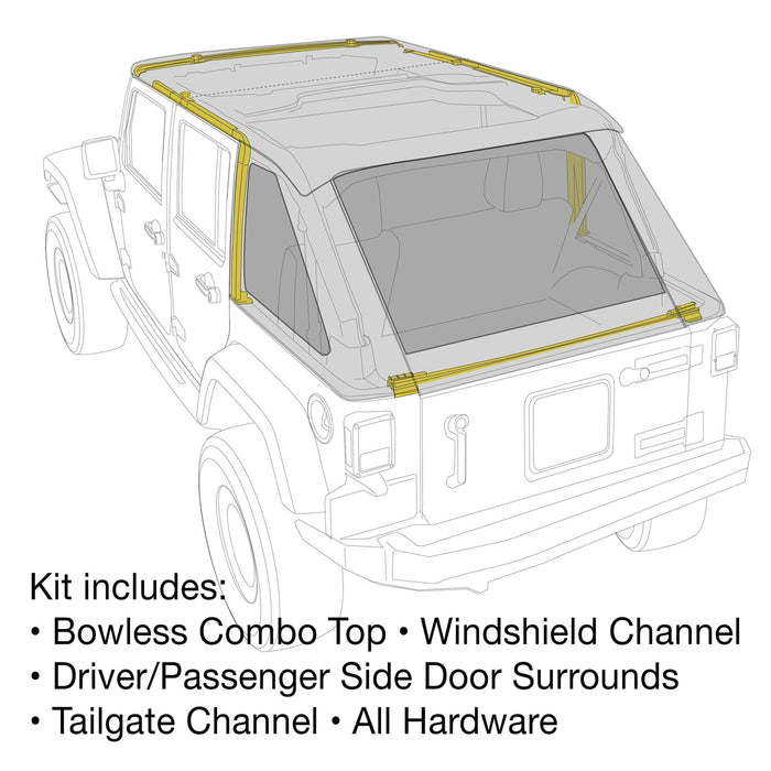 Smittybilt Bowless Combo Soft Top For 07 - 18 Jeep Wrangler JK 4 Door - Recon Recovery - Recon Recovery